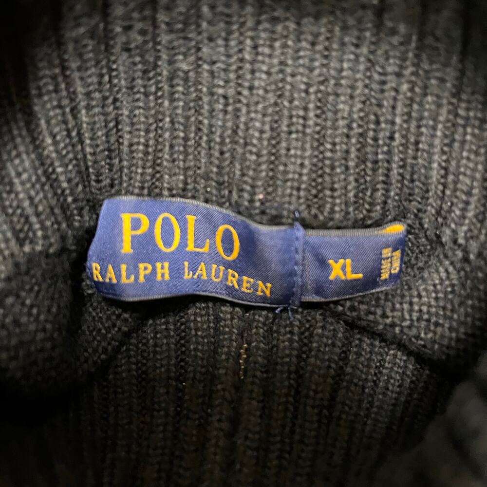 Polo Ralph Lauren Black Cotton 1/4 Zip Mock Neck Pullover Sweater XL Preppy Ivy - Picture 5 of 7